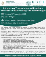 Introducing  Trauma  informed  practice – the  stress factor  getting the  balance right